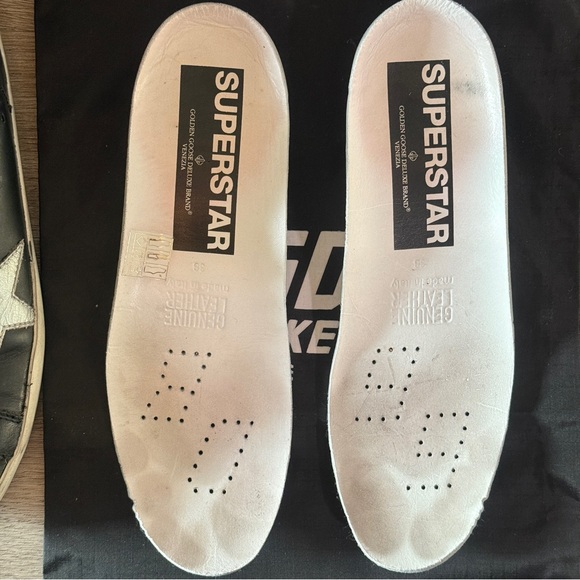 GOLDEN GOOSE SNEAKERS SUPERSTAR BLACK SILVER GLITTER HEEL SIZE 38 - Picture 12 of 13